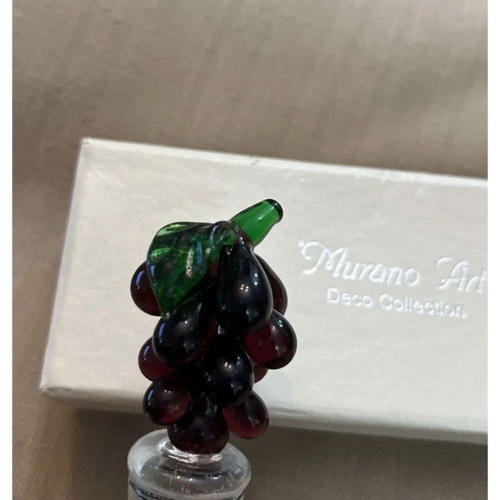 Murano Art Stunning Hand Blown Grapes Glass Wine Bottle Stopper New